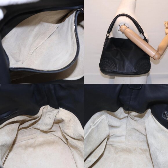 BOTTEGA VENETA INTRECCIATO Shoulder Bag Leather Black Auth ki4752 - Picture 16 of 16